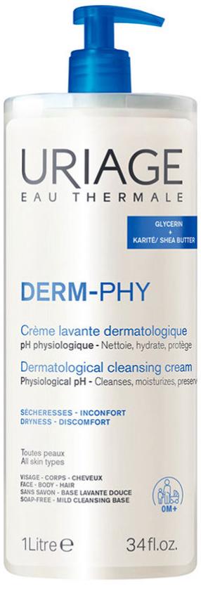 Kūno prausiklis, veidui ir kūnui Uriage Derm-Phy Cleansing Cream, 1000 ml