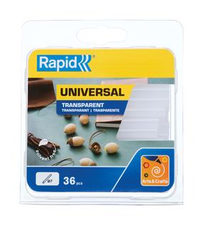 Клеевые стержни Rapid, 10 см x 0.72 см, прозрачный цв., 0.115 кг, 36 шт.