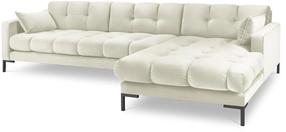 Kampinė sofa Micadoni Home Mamaia Velvet, kreminė sp., dešininė, 293 x 185 cm x 75 cm