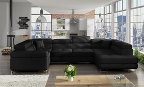 Kampinė sofa Letto Sawana 14, juoda sp., dešininė, 202 x 340 cm x 90 cm