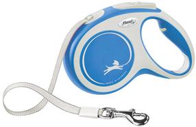 Automatinis pavadėlis Flexi Comfort, mėlyna sp./balta sp., M 5m