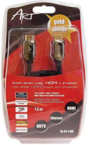 Провод ART AL-01 HDMI-A 19 pin male, HDMI 19 pin male, 1.5 м