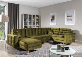 Kampinė sofa Asgard U Monolith 38, žalia sp., 202 x 326 cm x 93 cm