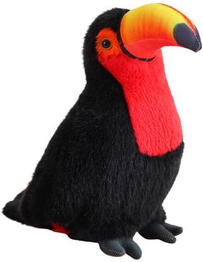 Pliušinis žaislas papūgos Lean Toys Toucan, juoda sp./raudona sp., 20 cm