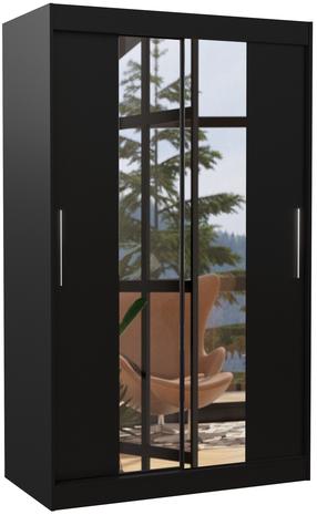 Spinta ADRK Santos, juoda sp., 120 cm x 58 cm x 200 cm, su veidrodžiu
