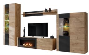 Svetainės baldų komplektas ASM Aron, vidaus, ąžuolo/juoda