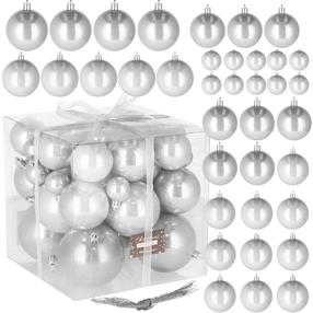 Ziemassvētku eglīšu rotaļlietu komplekts Springos CA0144, sudraba krās., 4 - 8 cm, plastmasa, 37 gab.