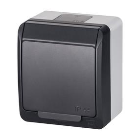 Kištukinis lizdas Elektro-Plast Hermes 0324-07, su įžeminimu, IP44, antracito sp./balta sp.