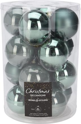 Eglutės žaisliukų rinkinys Home Styling Collection Christmas, žalia, 8 cm, stiklas, 16 vnt.