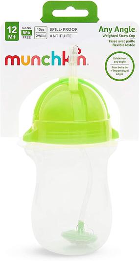 Vaikiškas puodelis Munchkin Any Angle 01246301, 296 ml, 1 m., plastikas, žalia sp.