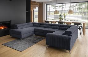 Kampinė sofa Louis Poco 40, tamsiai mėlyna sp., kairinė, 202 x 347 cm x 92 cm