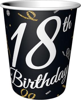 Vienkartiniai puodeliai GoDan Happy Birthday 18, 200 ml, 6 vnt.