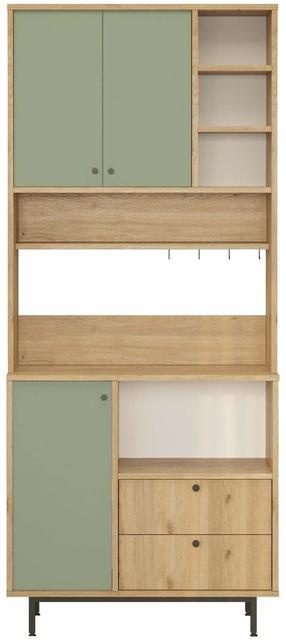 Daugiafunkcinė virtuvės spinta Kalune Design RE6-SY, ąžuolo sp./žalia sp., 35.5 cm x 88 cm x 205 cm