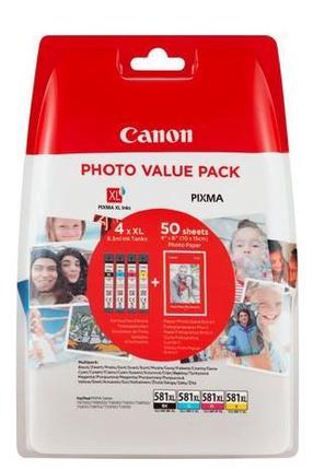 Кассета для принтера Canon CLI-581 Multipack XL, желтый цв./черный цв./фуксия (magenta) цв., 8.3 мл