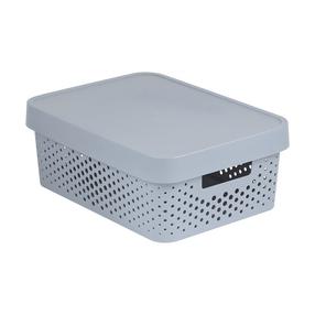 Uzglabāšanas kaste ar vāku, paredzēts uzglabāšanai/rotaļlietām Curver Infinity Dots, 11 l, pelēka krās., 36 x 27 x 14 cm