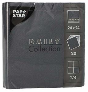 Popierinės servetėlės Pap Star Daily Collection, 24 cm x 24 cm, juoda sp., 20 vnt.