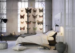 Vahesein Artgeist Retro Style: Butterflies Paravent1029, mitmevärviline, 135 cm x 172 cm