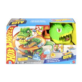 Automobilių trasa Mattel Hot Wheels T-Rex Blaze Battle JBM73, žalia sp./oranžinė sp.
