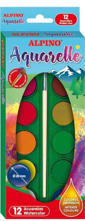 Krāsa akvareļu Alpino 1AAQ000001, 12 kr., 12 gab.