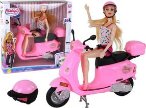 Lelle ar aksesuāriem Lean Toys Fashion Motorcycle, 30 cm, daudzkrāsaina