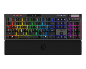 Bezvadu spēļu tastatūra MSI Strike Pro Kailh Midnight Pro Silent Tactile, Angļu (US), melna krās.
