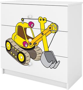Vaikiška komoda Kocot Kids Babydreams Digger, balta sp., 80 cm x 41 cm x 80.5 cm