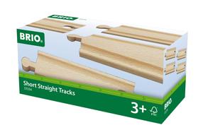 Traukinių bėgių jungtys Brio Short Straight Tracks 63333400, medžio sp.