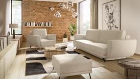 Baldų komplektas Megis 3F & 1F & Pouf, vidaus, šviesiai ruda sp.
