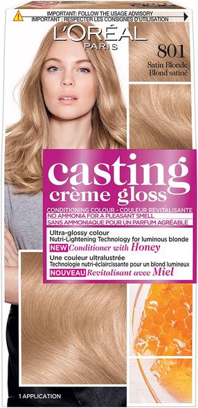 Plaukų dažai L’Oréal Paris Casting Creme Gloss, satin blonde sp., 801, 180 ml