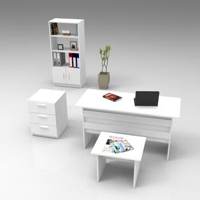 Biuro baldų komplektas Kalune Design VO11 956LCS2112, balta sp., 140 cm x 37.6 cm x 63.6 cm
