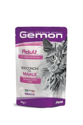 Šlapias kačių maistas Gemon Adult Chunkies, kiauliena, 0.1 kg