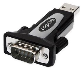 Adapteris Logilink RS232 to USB RS-232 male, USB 2.0 A male, melna krās.