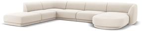 Kampinė sofa Micadoni Home Miley Velvet Panoramic 6 Seats, šviesiai ruda sp., kairinė, 327 x 245 cm x 74 cm