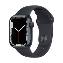 Išmanusis laikrodis Apple Watch Series 7 GPS + Cellular, 41mm Midnight Aluminium Case with Midnight Sport Band - Regular, pilka sp.