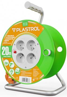 Ilgintuvas su rite Plastrol Eco Line H05VV-F, 3 x 1 mm², 25 m, IP20, 4 lizdų, žalia sp./oranžinė sp.