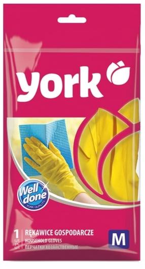 Cimdi lateksa York Rubber Gloves, pieaugušajiem, dzeltena krās., M, 2 gab.