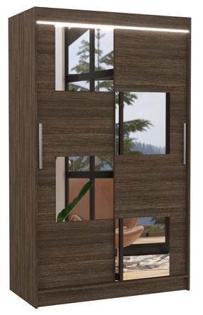 Skapis ADRK Lugano LED, brūna krās., 58 cm x 120 cm x 200 cm, ar spoguli
