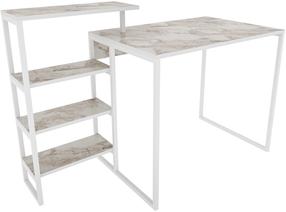 Rašomasis stalas su lentyna Kalune Design Rino 322RTC1308, 133 cm x 60 cm, 76.8 cm, balta sp.