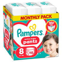 Sauskelnės-kelnaitės Pampers Active Baby Pants, 8 dydis, 17 kg, 112 vnt.