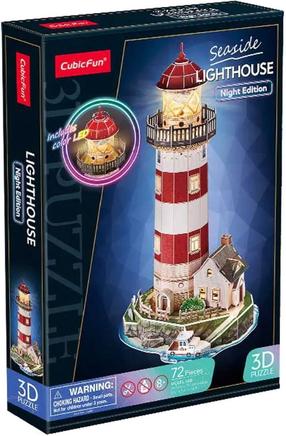 3D dėlionė Cubicfun Seaside Lighthouse, 47.8 cm x 47.5 cm, 72 vnt., įvairių spalvų