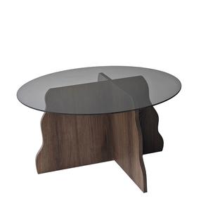 Kavos staliukas Kalune Design Butterfly, pilka sp./riešuto sp., 75 cm x 75 cm x 40 cm