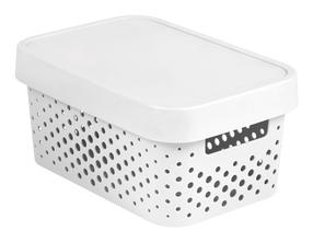 Daiktadėžė su dangčiu, daiktų saugojimo Curver Infinity Dots, 4.5 l, balta sp., 27 x 19 x 12 cm
