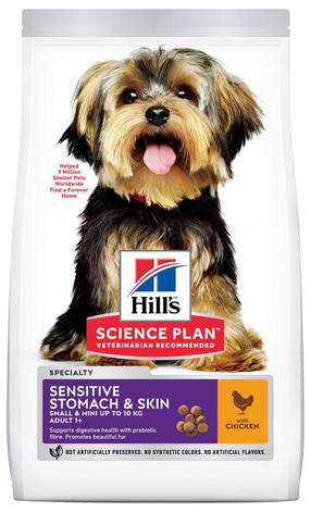Sausas šunų maistas Hill's Science Plan Canine Adult Sensitive Stomach & Skin Small & Mini, vištiena, 3 kg