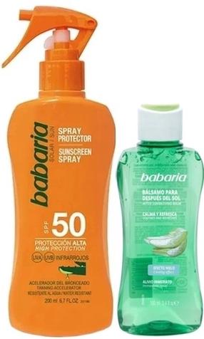 Päevituse hooldussprei keha jaoks Babaria Solar Aloe 2-Piece Case SPF50, 300 ml