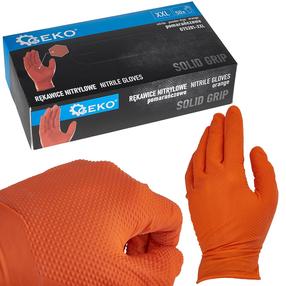 Darba cimdi vienreizēji Geko Solid Grip G75201, pieaugušajiem, oranža krās., L, 50 gab.