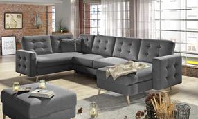 Kampinė sofa Asgard U Soft 17, pilka sp., 202 x 326 cm x 93 cm