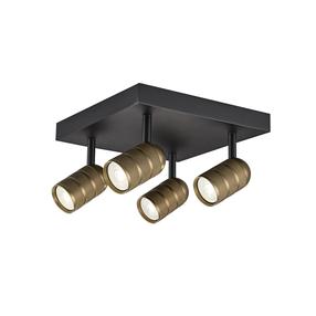 Lampa griesti CristalRecord Flush, GU10, 4 x 10 W, zelta krās. / melna krās.