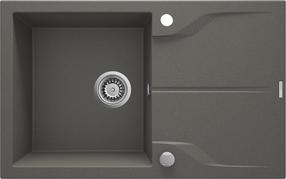Virtuves izlietne Deante Andante Flush ZQN T11F, granīts, 78 cm x 49 cm x 18 cm, pelēka krās.