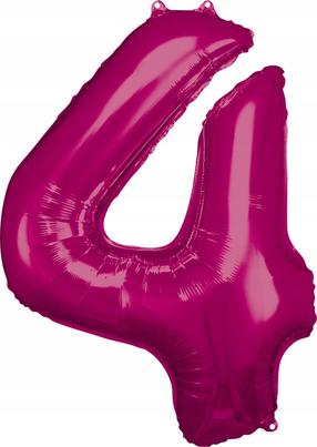 Folijas balons cipars Amscan Nr. 4, zeltrozā krās.