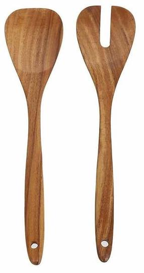 Medinis šaukštas, salotų šaukštų rinkinys THK-078510, ruda, 2 vnt.
